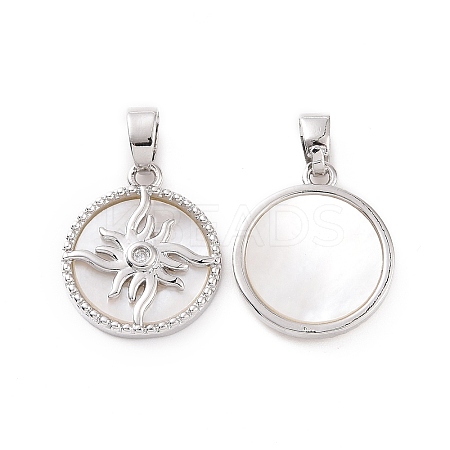 Brass Micro Pave Clear Cubic Zirconia Pendants KK-E068-VC127-1