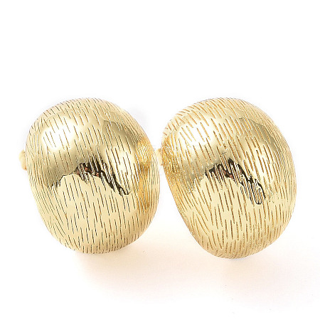 Rack Plating Brass Textured Half Round Stud Earrings EJEW-G315-08G-1