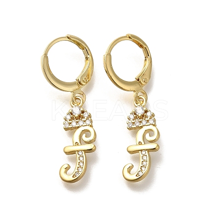 Brass Clear Cubic Zirconia Hoop Earrings EJEW-M045-01F-1
