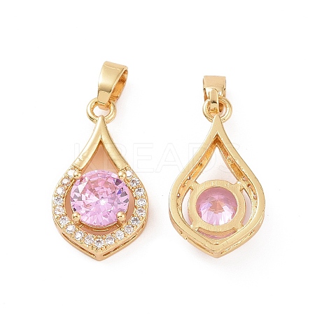 Brass Micro Pave Cubic Zirconia Pendants KK-E068-VC438-1