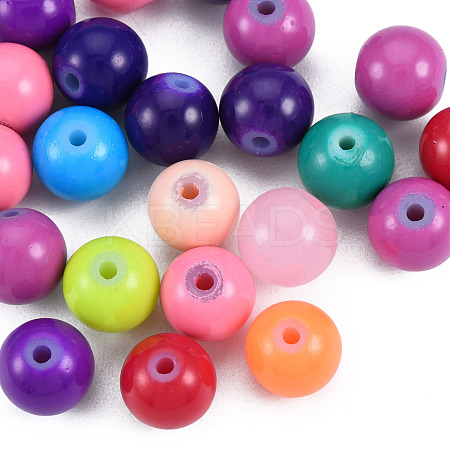 Baking Painted Glass Round Beads DGLA-T003-001-1