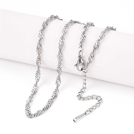 3.2MM 304 Stainless Steel Singapore Chain Necklaces NJEW-N058-12P-1