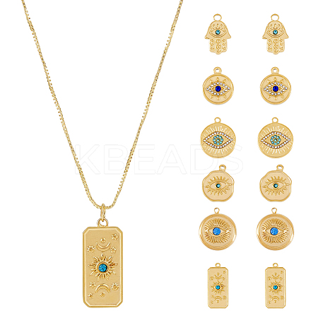 12Pcs 6 Style Eye Theme 304 Stainless Steel Pendants STAS-DC0012-68-1