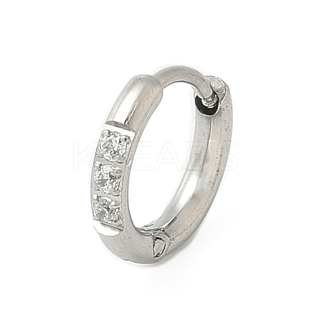 316 Stainless Steel Micro Pave Clear Cubic Zirconia Hoop Cartilage Earrings WG9FB89-04-1