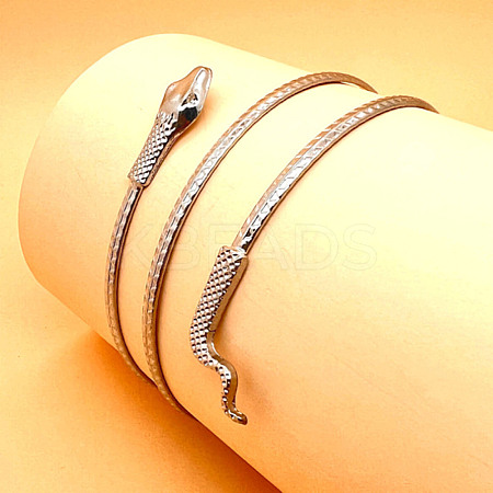 Alloy Upper Arm Open Cuff Bangles for Women LS-BJEW-U037-01B-P-1