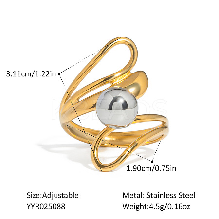 European Style Hollow Design Stainless Steel Beaded Adjustable Open Cuff Rings LS-ZU9443-3-1