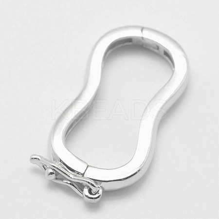 Anti-Tarnish Rhodium Plated 925 Sterling Silver Twister Clasps STER-E056-025P-1