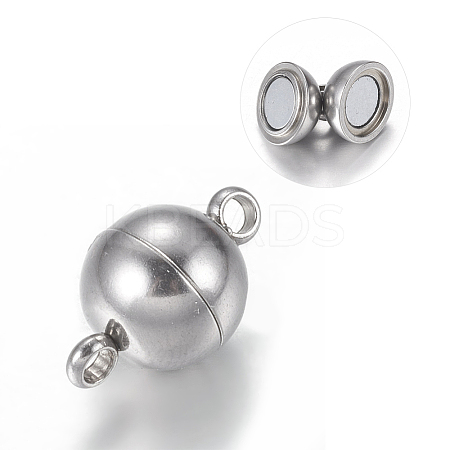 Tarnish Resistant 304 Stainless Steel Magnetic Clasps with Loops LS-STAS-K006-8mm-04C-1