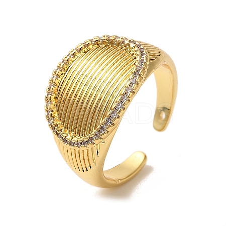 Brass Micro Pave Cubic Zirconia Open Cuff Rings for Women RJEW-G325-01C-G-1