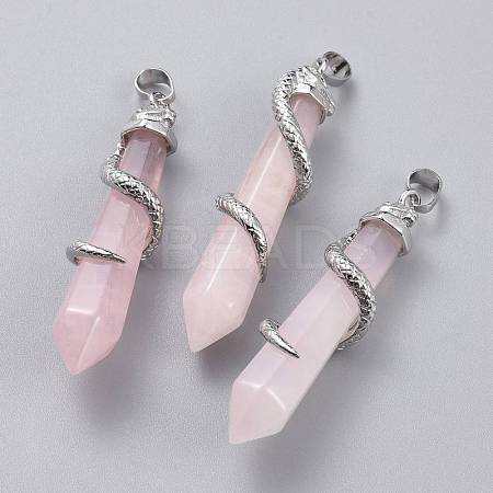 Natural Rose Quartz Big Pointed Pendants G-F696-B13-1
