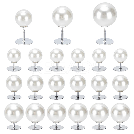 48Pcs 3 Styles Plastic Pearl No Sewing Buttons FIND-NB0006-78B-1