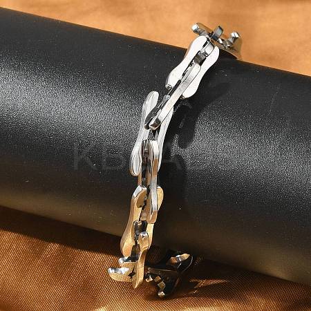 304 Stainless Steel Rectangle Link Chains Bracelets for Men & Women BJEW-D042-46P-1
