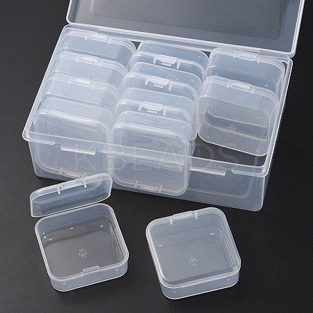 12Pcs Square Plastic Organizer Beads Storage Containers CON-YW0001-35-1