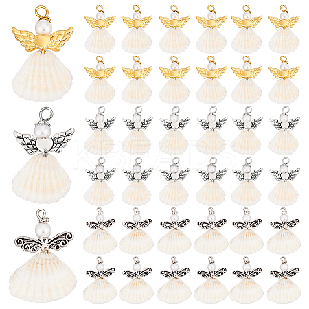 48Pcs 3 Styles Spiral Shell Angel Pendants FIND-PH0020-54-1