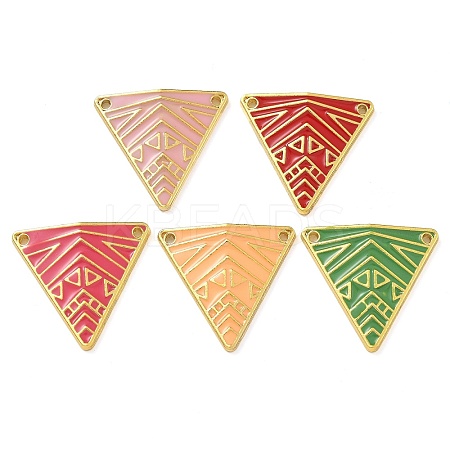 Rack Plating Brass Enamel Triangle Connector Charms KK-G515-09G-1