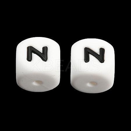 20Pcs White Cube Letter Silicone Beads 12x12x12mm Square Dice Alphabet Beads with 2mm Hole Spacer Loose Letter Beads for Bracelet Necklace Jewelry Making JX432N-1