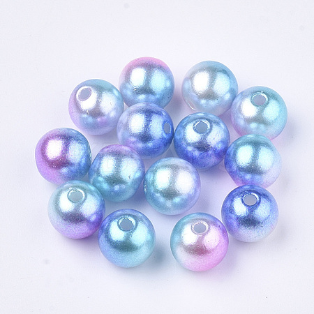 Rainbow ABS Plastic Imitation Pearl Beads OACR-Q174-5mm-02-1