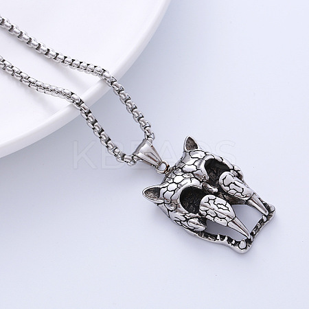 Vintage Men's Punk Necklace with Stainless Steel Animal Pendant for Titanium Warriors. LS-PN8087-1