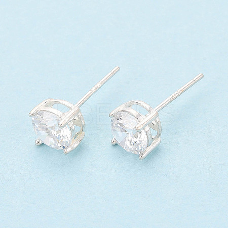 925 Sterling Silver & Clear Cubic Zirconia Stud Earrings STER-T008-70S-02-1