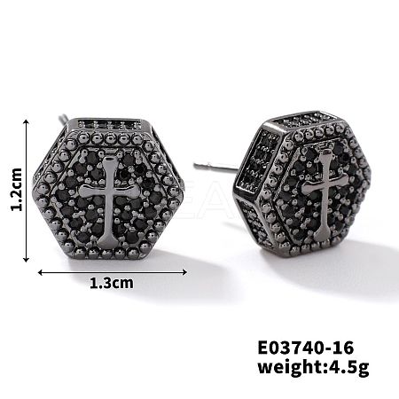 Chic Brass Cubic Zirconia Stud Earrings ZD1304-8-1
