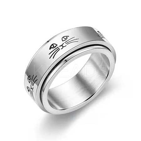 Non-Tarnish Stainless Steel Rotating Finger Ring PW-WG33260-05-1