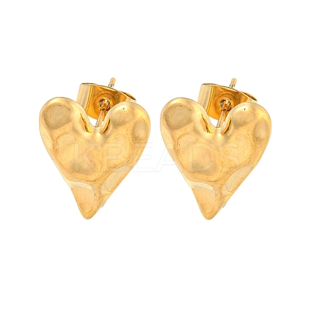 Heart 304 Stainless Steel Ear Studs EJEW-L290-025G-1