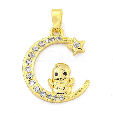 Brass Micro Pave Clear Cubic Zirconia Pendants FIND-Z044-03E-1