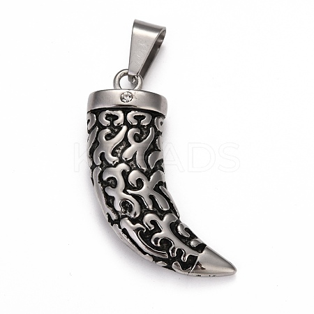 Retro Men's 304 Stainless Steel Big Italian Horn Lucky Big Pendants STAS-O044-90-1