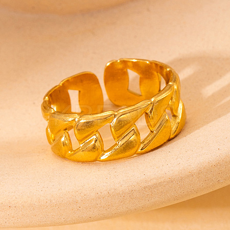 201 Stainless Steel Oval Link Chain Cuff Rings FS-WG16057-11-1