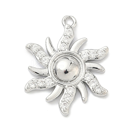 Brass Micro Pave Clear Cubic Zirconia Pendants KK-G548-01B-P-1