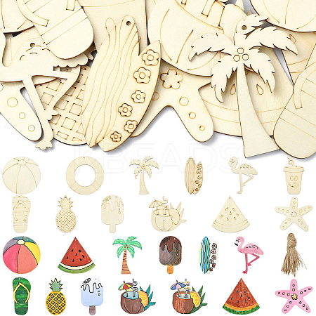 1Set Laser Cut Wood Shapes Pendants WOOD-CJ0002-23-1