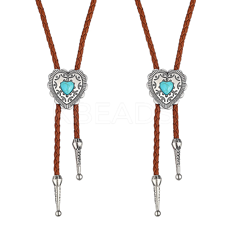 2Pcs PU Leather Bolo Tie Necklaces NJEW-ME0001-22B-1