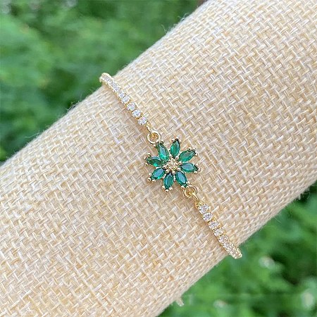 Brass Micro Pave Cubic Zirconia Slider Bracelets FS-WG61F73-03-1