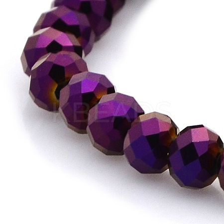 Full Plated Faceted Rondelle Electroplate Glass Beads Strands GLAA-A024D-FP03-1