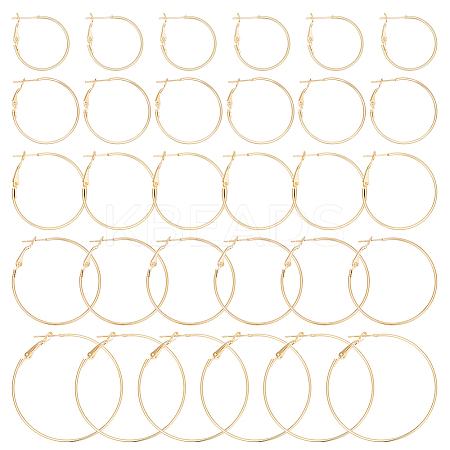 30Pcs 6 Style Brass Hoop Earring Findings FIND-BBC0003-23G-1