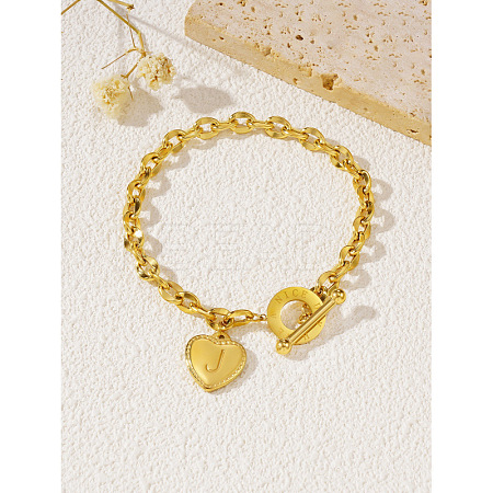 304 Stainless Steel Heart with Letter Charm Bracelets WG6E905-12-1