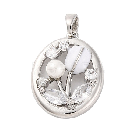 Brass Micro Pave Cubic Zirconia Pendants KK-A232-10P-1