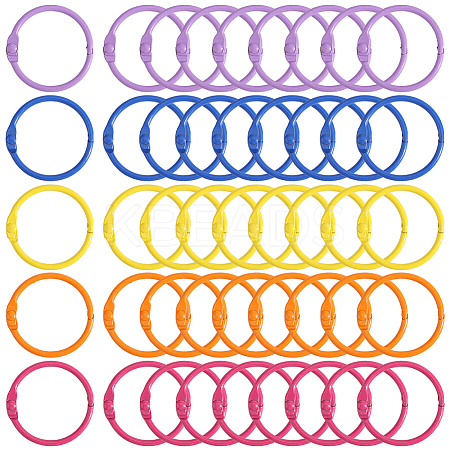 100Pcs 5 Colors Zinc Alloy Loose Leaf Book Binder Hinged Rings FIND-SP0002-66-1