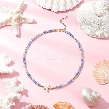 Summer Beach Dyed Natural Fire Crackle Agate Round Beaded Necklaces NJEW-JN05262-02-1
