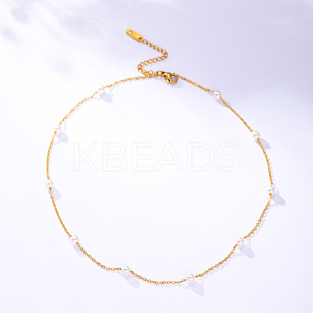Stainless Steel Chain Necklace with Imitation Pearl Beaded for Women ZY9444-1
