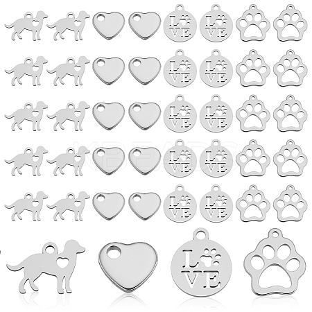 60Pcs 4 Styles Stainless Steel Charms STAS-GA0001-94-1