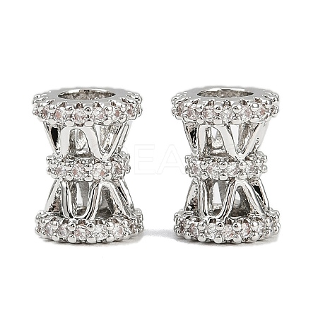 Brass Micro Pave Clear Cubic Zirconia European Beads KK-F906-22P-1