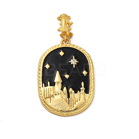 Brass Micro Pave Cubic Zirconia Pendants KK-V009-10G-1