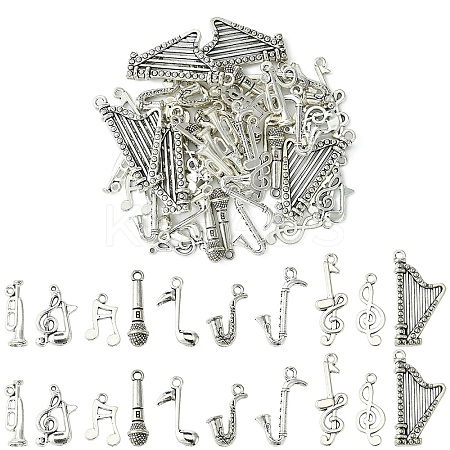 50Pcs 10 Styles Tibetan Style Zinc Alloy Pendants FIND-YW0005-12-1