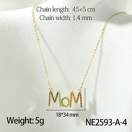 Mother's Day Brass Micro Pave Colorful Cubic Zirconia Pendant Necklaces FS-WG67A5B-04-1