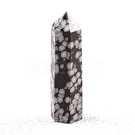 Point Tower Natural Snowflake Obsidian Home Display Decoration PW-WG04107-52-1