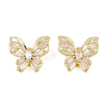Brass Micro Pave Clear Cubic Zirconia Beads KK-D109-05C-G-1