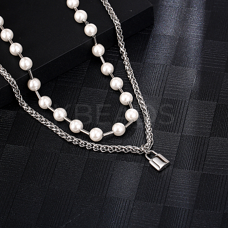 304 Stainless Steel Double-layer Necklace TT4653-1