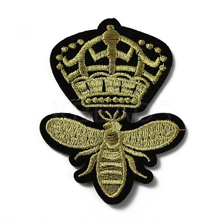 Crown & Bees Pattern Computerized Embroidery Cloth Iron On/Sew On Patches PATC-WH0010-11A-1