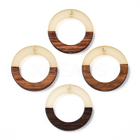 Walnut Wood & Luminous Glow in the Dark Resin Pendants RESI-N039-78-1